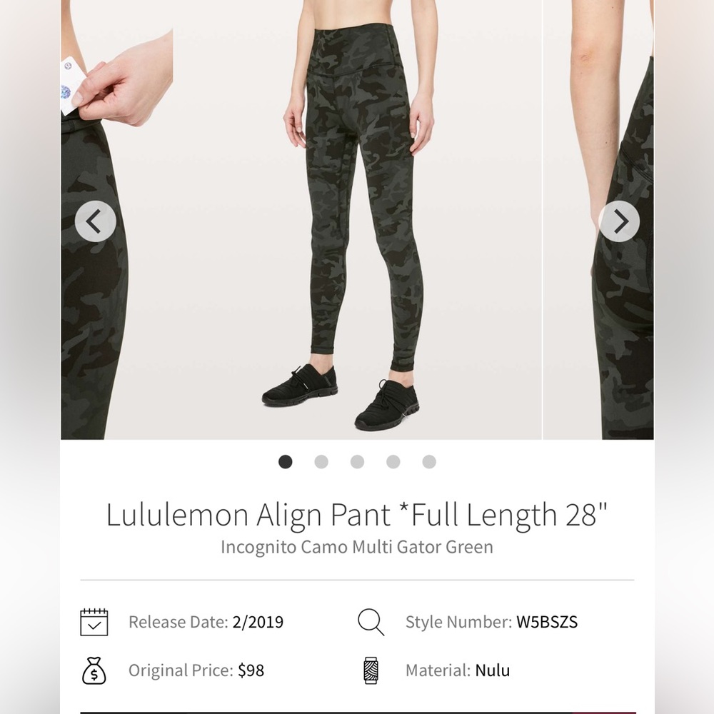 Lululemon 28” align legging multi green camo